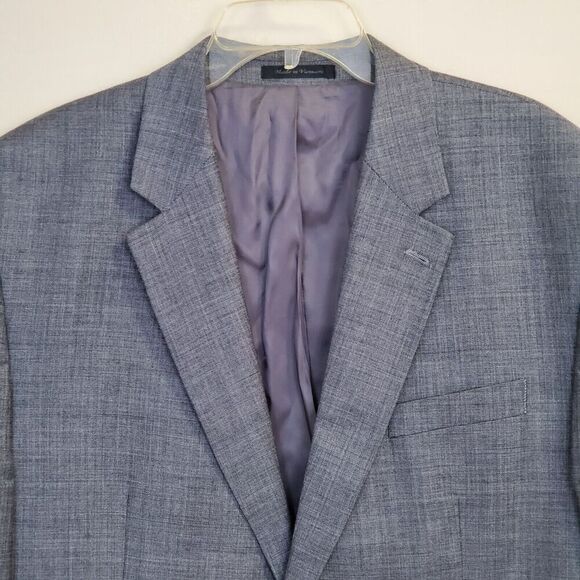 CHAPS Mens Blazer Sport Coat Jacket 46L Wool Gray Two Button SB Office Wedding - Picture 2 of 12
